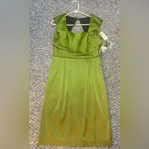 Satin cocktail dress, spruce green, size 10